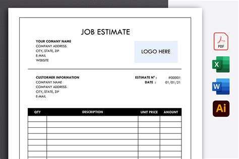 Job Or Work Estimate Template | ubicaciondepersonas.cdmx.gob.mx