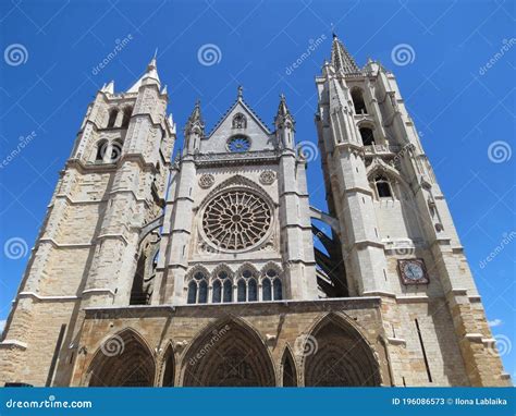 Leon Cathedral in Spain stock image. Image of catholic - 196086573