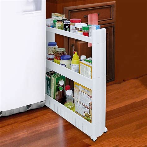 Taylor & Brown 3-Tier Slim Slide Out Kitchen Trolley, Storage Shelf, Moving Wall Cabinets Tower ...