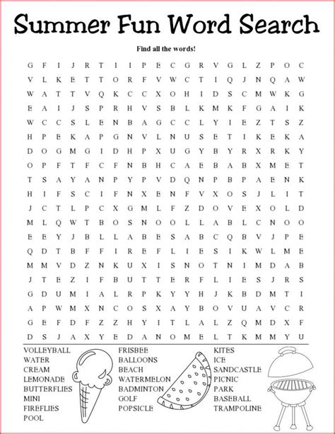 Summer Word Search Puzzles - Best Coloring Pages For Kids | Summer words, Free printable word ...