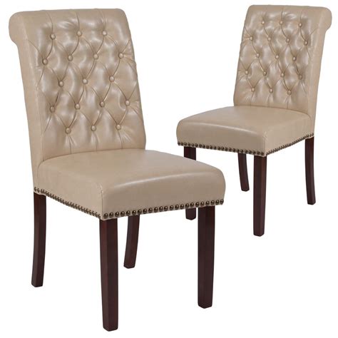 Carnegy Avenue Beige Leather Dining Chairs (Set of 2)-CGA-BT-228706-BE ...