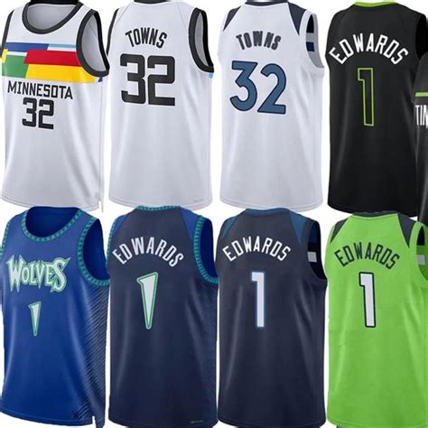 MIN Anthony Edwards Basketball Jerseys Minnesotn Timberwolvn Rudy Gobert Karl Towns Jaden ...