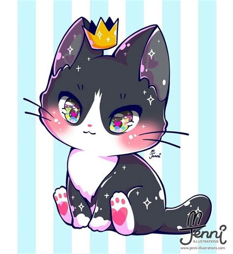 Cute Cat Drawing with Crown