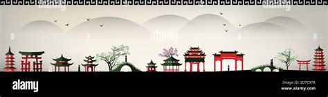 vector landscape of an asia city Stock Vector Image & Art - Alamy