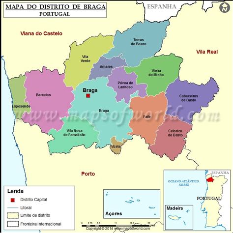 Mapa do Distrito de Braga Portugal