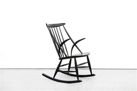 Black Danish Modern Rocking Chair by Illum Wikkelsø, 1950s | 1stdibs.com | Danish modern rocking ...