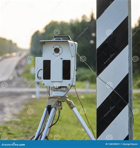 Traffic Police Speed Camera Standing on a Highway in Russia Close Up ...