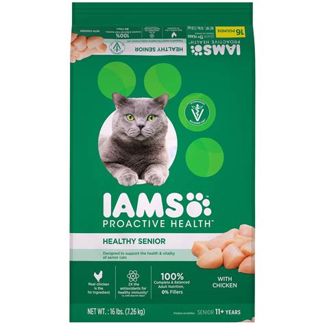 IAMS PROACTIVE HEALTH Healthy Senior Dry Cat Food with Chicken, 16 lb ...