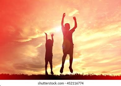 Silhouette Children Playing On Sunset Stock Photo 452116774 | Shutterstock