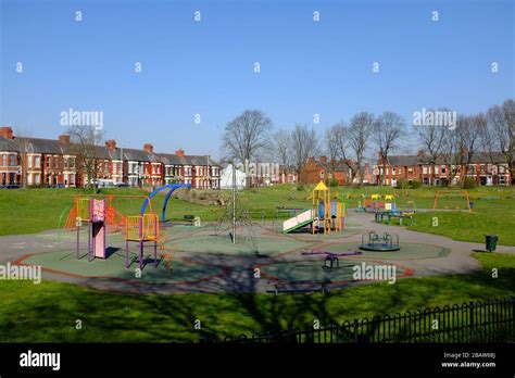 Derby Park in Bootle Liverpool is almost deserted and the children's ...