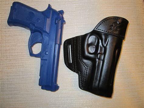 ITEM # 344 BERETTA 92 compact with rail formed leather, owb belt holster