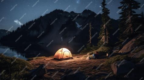 Premium AI Image | Camping Tent under a Starry Night