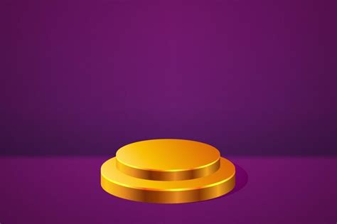 Premium Vector | 3d podium gold color purple background