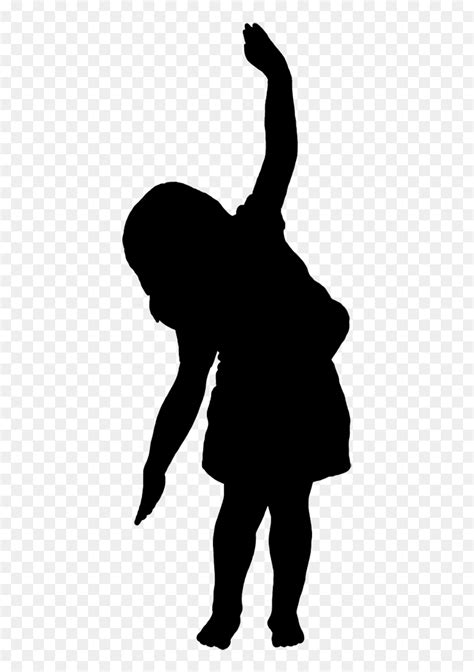 Black Silhouette Of Girl Dancing - Little Kid Silhouette Png, Transparent Png - vhv