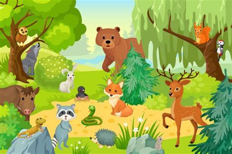 Premium Vector | Wild animals on forest. | Animales del bosque, Imagenes de animales, Imagenes ...