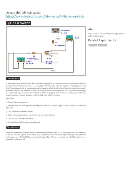 BJT as a switch | PDF