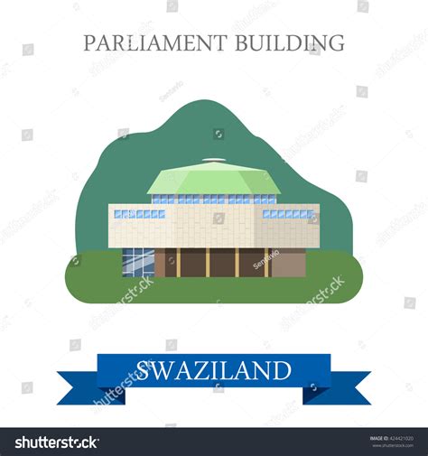 Parliament Building Lobamba Swaziland Flat Cartoon Stock Vector ...