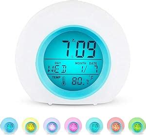 Amazon.com: KuKiMa Kids Alarm Clock, Wake Up Light Alarm Clock 7 Colors Changing Light 6 Sounds ...
