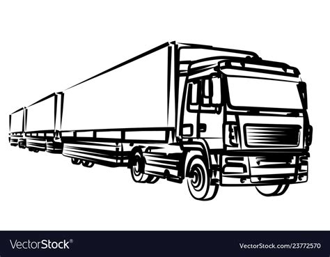 Sketch of the long truck Royalty Free Vector Image