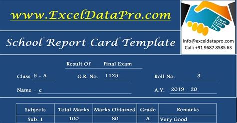 Download School Report Card And Mark Sheet Excel Template - ExcelDataPro