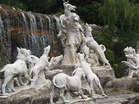 Royal Palace of Caserta, Italy. Fountain of Diana and Acteon. A detail ...