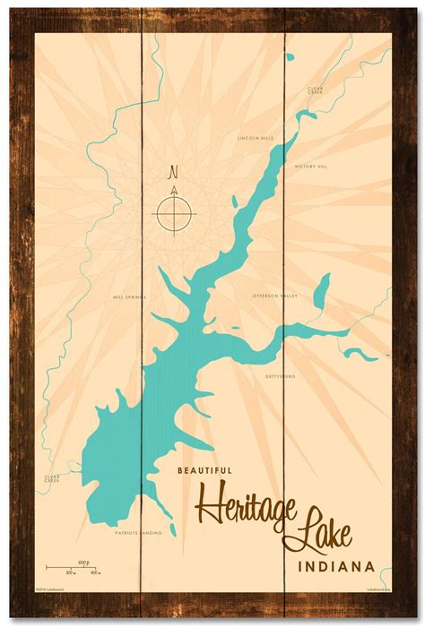 Heritage Lake Indiana Rustic Wood Sign Map Art - Etsy