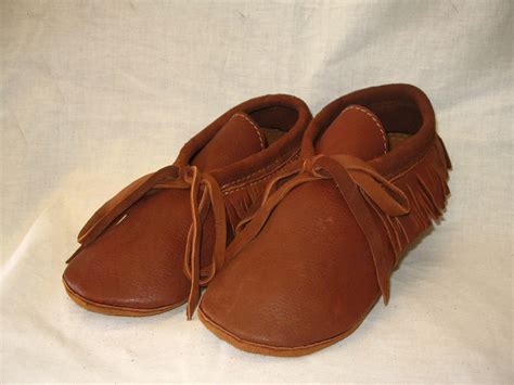 Leather Moccasins with Fringe in Rust Deerskin Custom by dleather