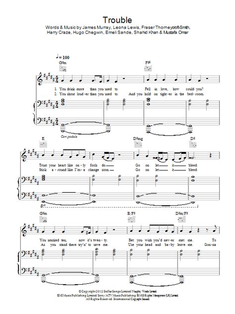 Trouble (piano acoustic version) | Sheet Music Direct