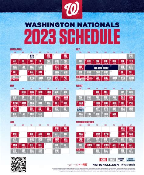 Nationals Printable Schedule | Washington Nationals