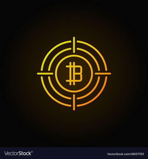 Bitcoin in crosshair outline icon Royalty Free Vector Image