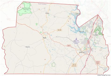 Map of York County, South Carolina