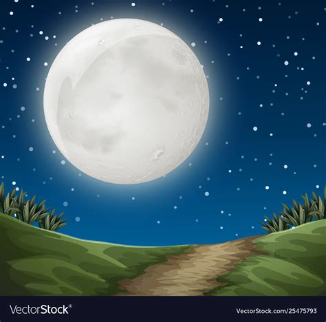 Full moon outdoor scene Royalty Free Vector Image