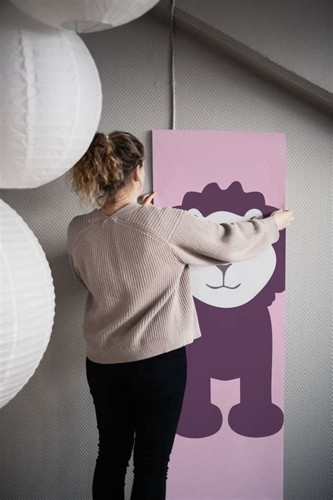 Pastel Pink Lion Print wallpaper - Free shipping | Happywall