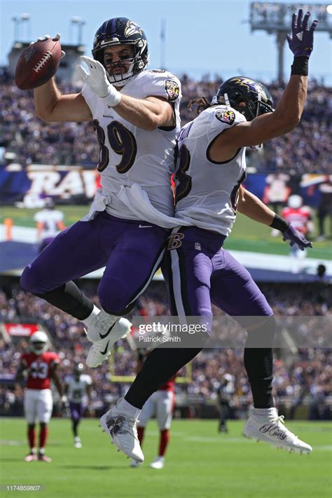 Tight end Mark Andrews of the Baltimore Ravens celebrates after ...