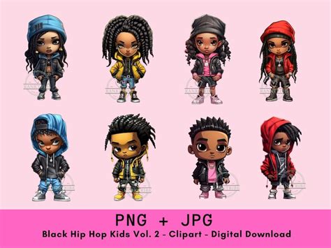 Black Hip Hop Kids Clipart Vol 2 African American Urban - Etsy