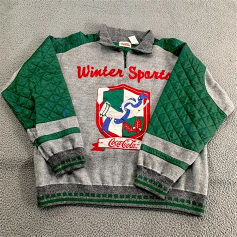 VINTAGE COCA COLA Winter Sports Skiing pullover Jacket collared Size Large 1986 $114.00 - PicClick