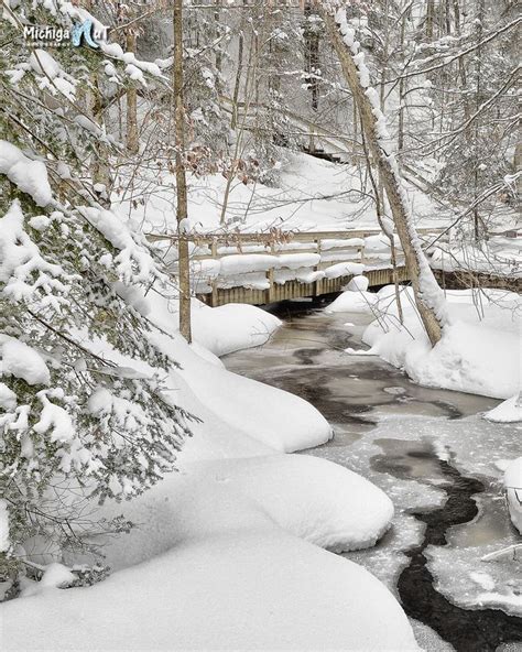 Winter in Michigan | Deep snow on Munising Creek | Winter scenery, Winter landscape, Winter pictures