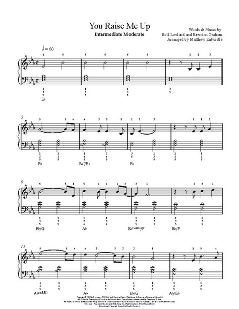 You Raise Me Up by Josh Groban Sheet Music & Lesson | Intermediate Level