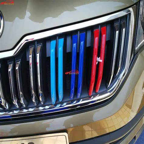 For Car Styling Skoda Kodiaq Accessories 2017 2018 Abs Chrome 3 Colors Front Grille Decoration ...