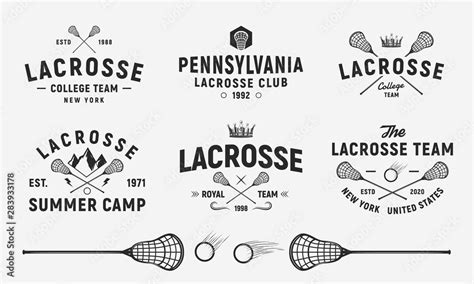 Lacrosse emblems, logos, badges templates. Set of 6 Lacrosse logos and ...