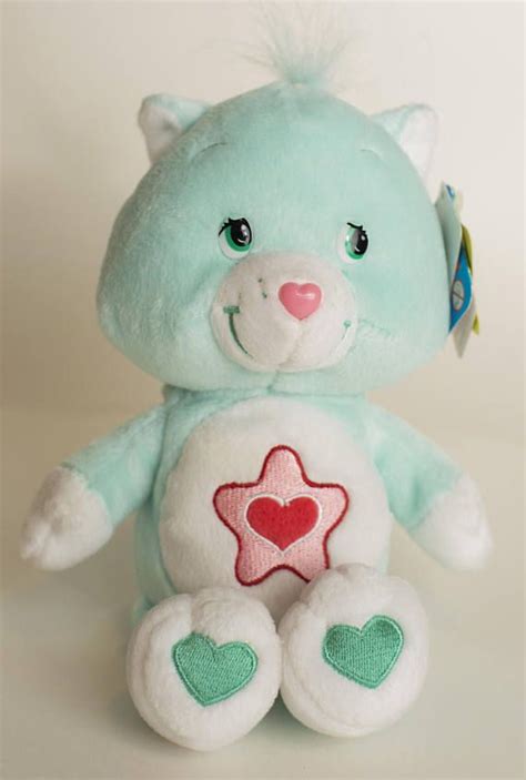 Vintage Proud Heart Cat Care Bear Cousins plush stuffed animal light blue with tags Series 2 ...