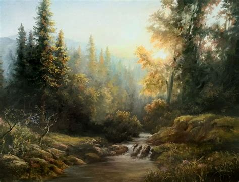 "Forest Sunlight" Oil Painting by Kevin Hill Watch short oil painting lessons on YouTube ...