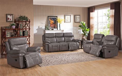 Summerlands Smoke Grey Leather Reclining Living Room Set from Amax ...
