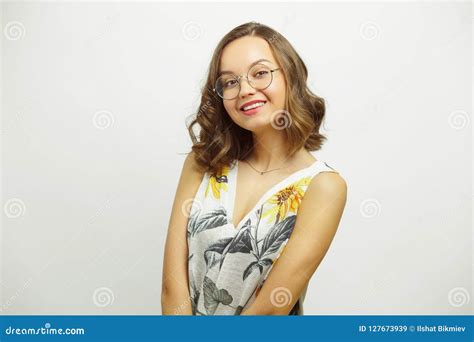 Happy Woman with Flirtatious Smile Shines from the Pleasure of ...