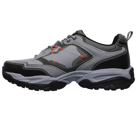 Skechers Gray Orange Shoes Men Wide Fit Memory Foam Sport Comfort ...