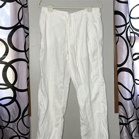 Apt.9 men’s white casual 100% linen pants size 34 x... - Depop