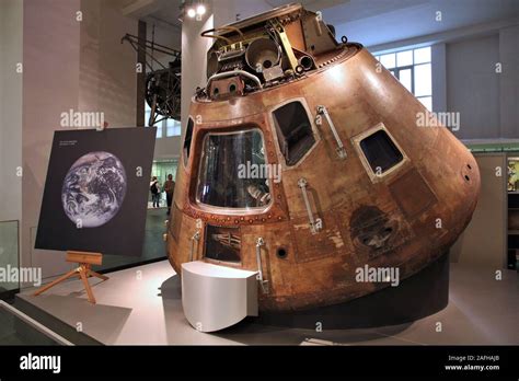 LONDON, UK - MAY 14, 2012: Visitors admire Apollo 10 space capsule at ...