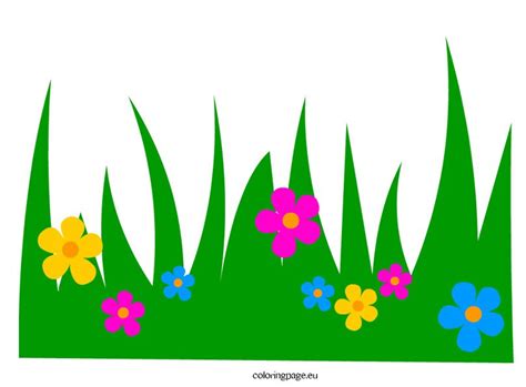 Grass with Flowers clip art – Coloring Page