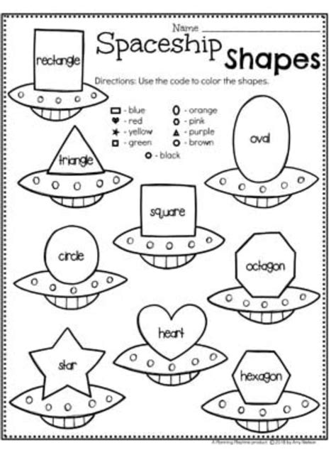 Spaceship Shape Coloring sheet | Space theme preschool, Preschool planning, Shape worksheets for ...