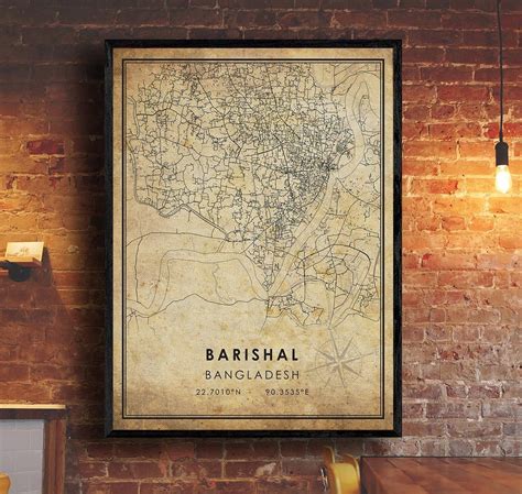 Barishal Map Print Barishal Map Bangladesh Map Art Barishal City Road ...